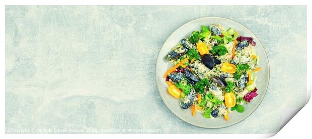 Vegetable salad with seafood. Print by Mykola Lunov Mykola