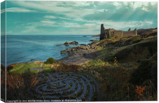 Dunure Castle on the coast of Ayrshire Canvas Print by Ann Biddlecombe