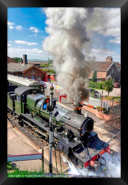 Steam Train Departing Taunton Framed Print by Roger Mechan