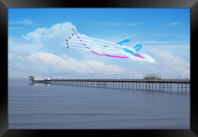 Red Arrows Over Southport Pier Framed Print by J Biggadike