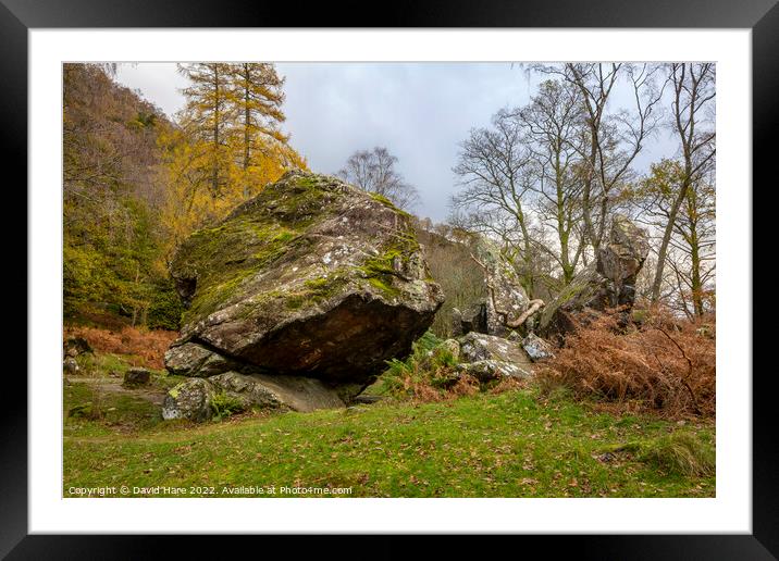 Bowder Stone Framed Mounted Print by David Hare