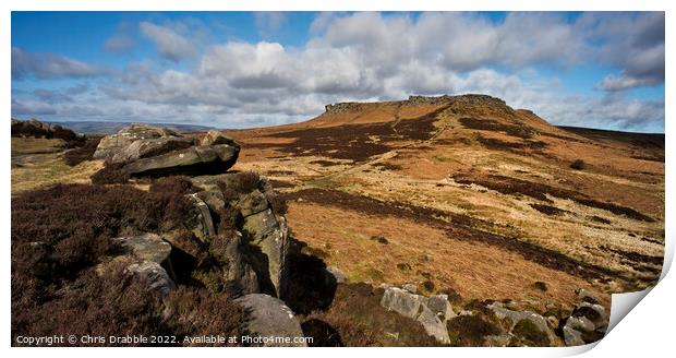 Looking over to Higger Tor from Carl Wark (9) Print by Chris Drabble
