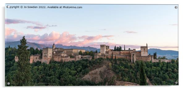 The Alhambra at dusk Acrylic by Jo Sowden
