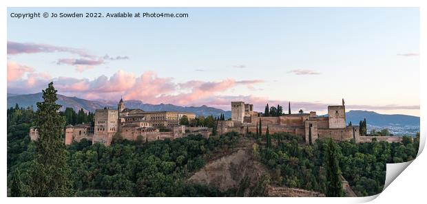 The Alhambra at dusk Print by Jo Sowden
