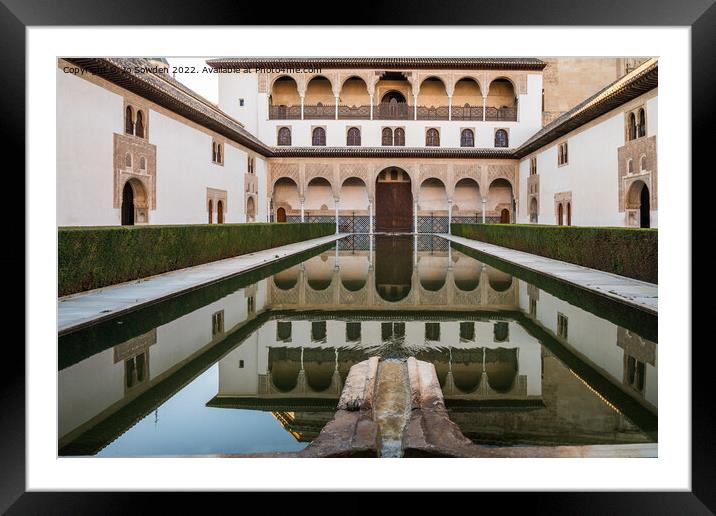 The Court of Myrtles, Alhambra  Framed Mounted Print by Jo Sowden
