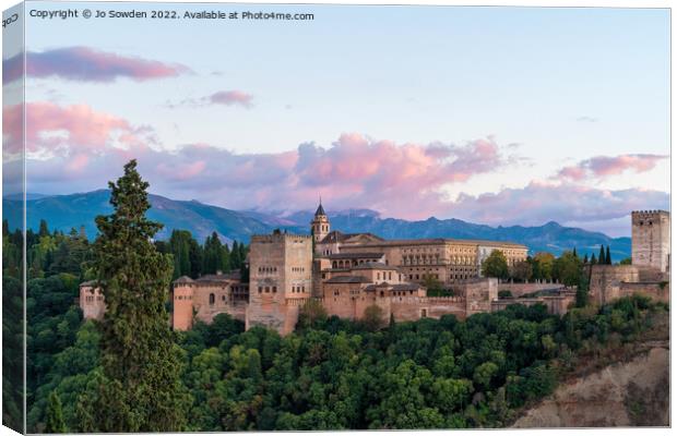 The Alhambra at dusk Canvas Print by Jo Sowden