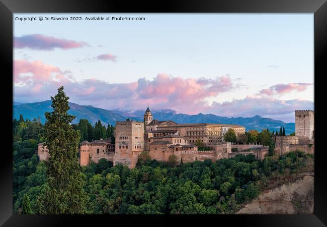 The Alhambra at dusk Framed Print by Jo Sowden
