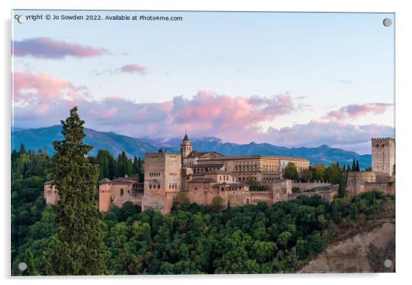 The Alhambra at dusk Acrylic by Jo Sowden