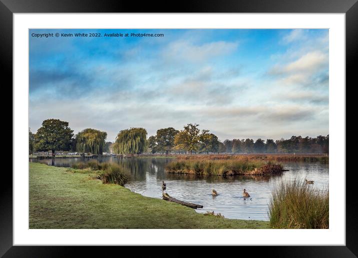 Surrey pond close to carpark Framed Mounted Print by Kevin White