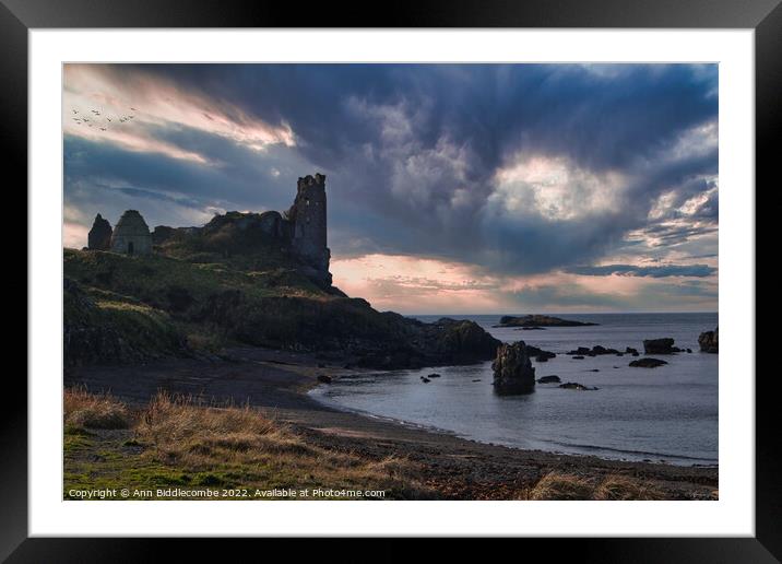 Dunure Castle on the coast of Scotland Framed Mounted Print by Ann Biddlecombe