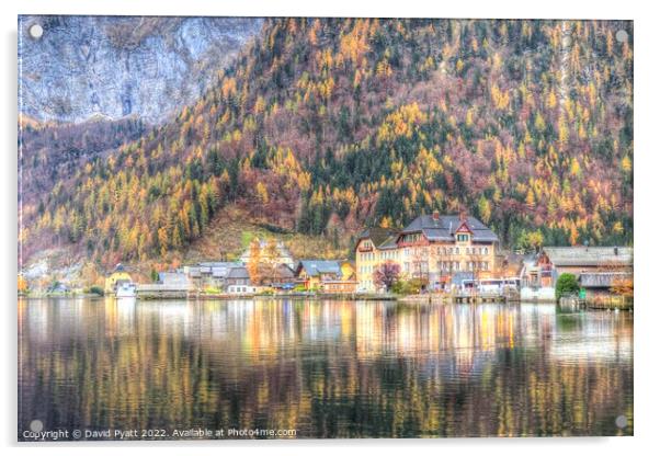 Lake Hallstatt Village Acrylic by David Pyatt