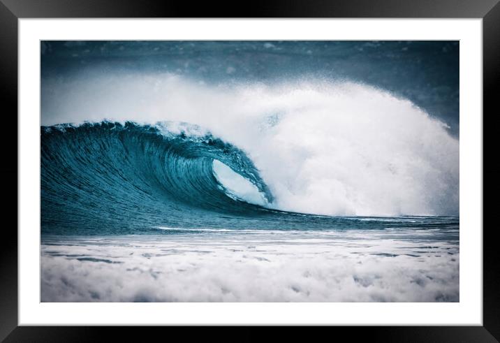 Majestic sea waves at Sennen Cove Framed Mounted Print by David Martin