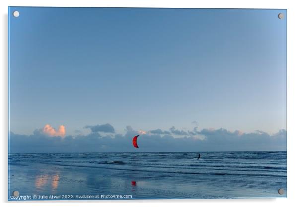 Kitesurfer at Camber  Acrylic by Julie Atwal