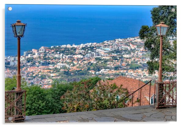 View to Funchal from Monte. Acrylic by David Birchall