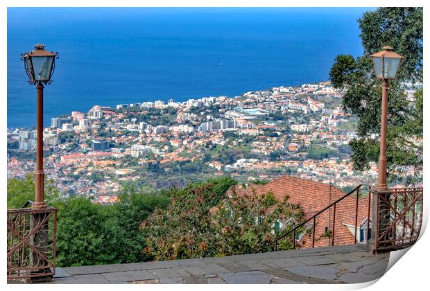 View to Funchal from Monte. Print by David Birchall