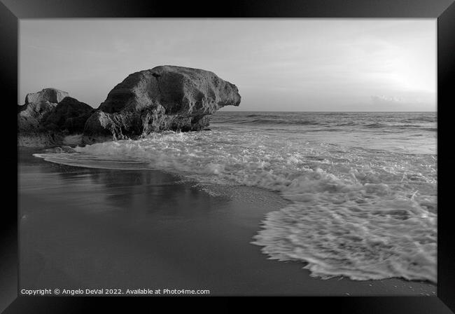 Curved Rock in Gale Beach Algarve Framed Print by Angelo DeVal