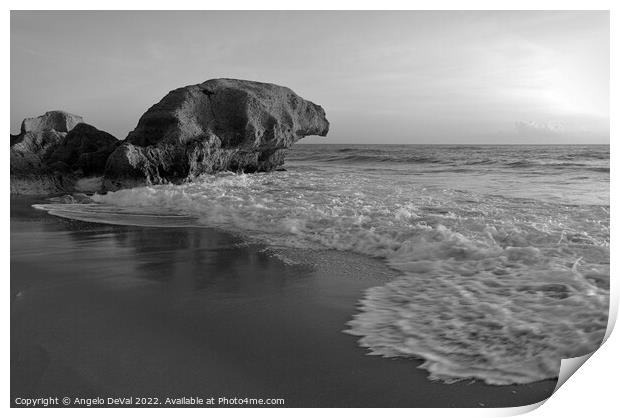 Curved Rock in Gale Beach Algarve Print by Angelo DeVal