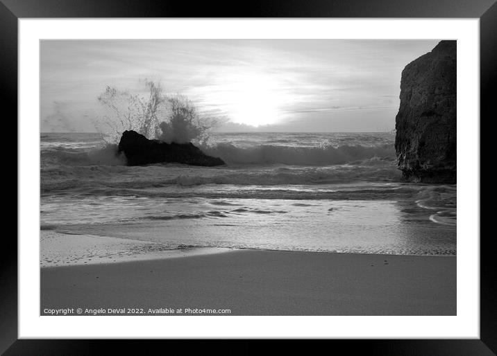 Sunset Waves Crushing Rocks in Gale Beach Framed Mounted Print by Angelo DeVal