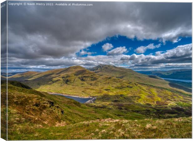 A view of Ben Lawers and the Lawers Dam, Perthshire Canvas Print by Navin Mistry