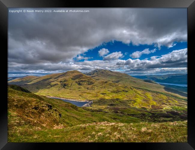 A view of Ben Lawers and the Lawers Dam, Perthshire Framed Print by Navin Mistry