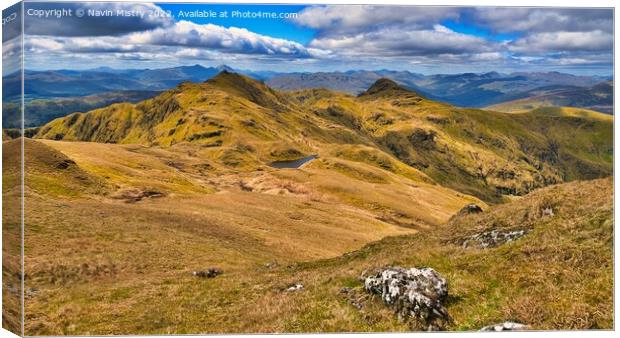 A view of Meall Garbh and the Tarmachan Ridge Canvas Print by Navin Mistry