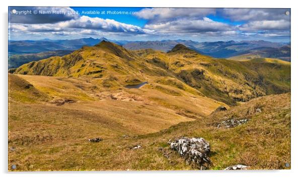 A view of Meall Garbh and the Tarmachan Ridge Acrylic by Navin Mistry