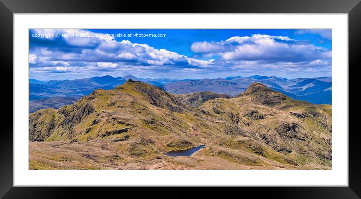 A view of Meall Garbh and the Tarmachan Ridge Framed Mounted Print by Navin Mistry