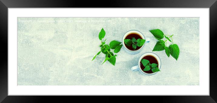 Herbal tea, healing drink, space for text Framed Mounted Print by Mykola Lunov Mykola