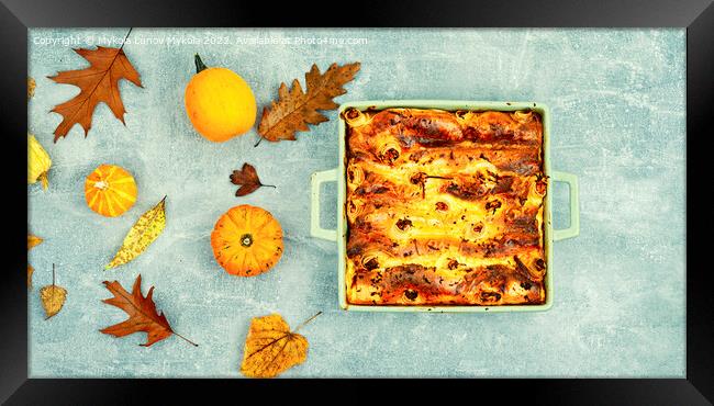 Autumn pumpkin pie, homemade tart. Framed Print by Mykola Lunov Mykola
