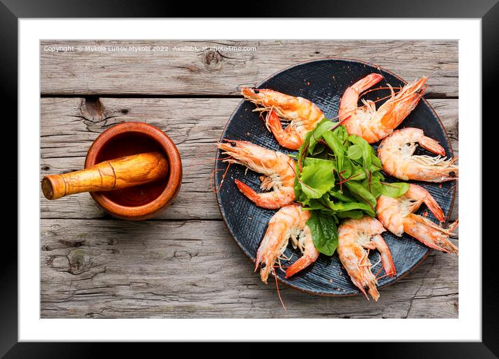 Appetizing boiled shrimp. Framed Mounted Print by Mykola Lunov Mykola