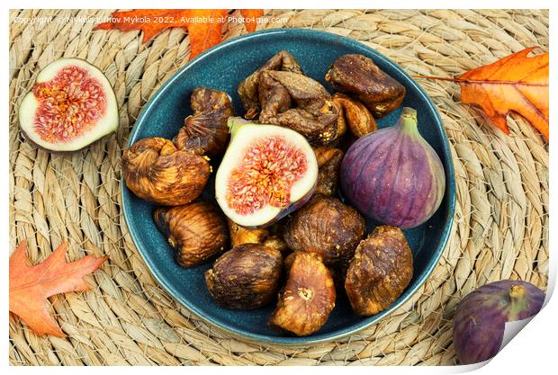 Dried and fresh figs, candied figs Print by Mykola Lunov Mykola