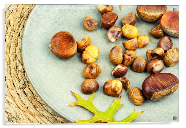 Roasted peeled chestnuts Acrylic by Mykola Lunov Mykola