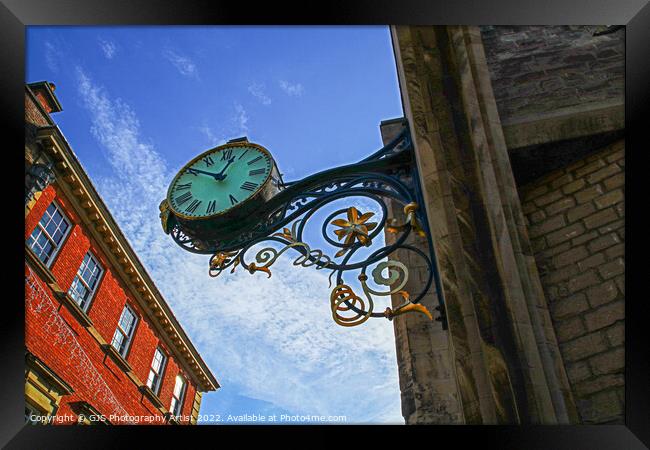 St Martin's Clock in Golden Sunlight Framed Print by GJS Photography Artist