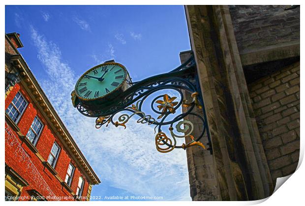 St Martin's Clock in Golden Sunlight Print by GJS Photography Artist