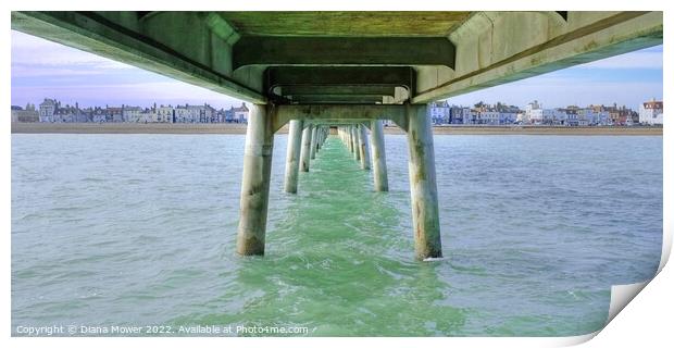 Deal view from under the pier Print by Diana Mower