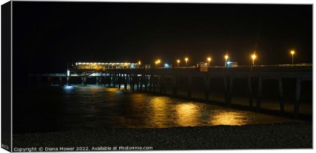Deal Pier at night Canvas Print by Diana Mower