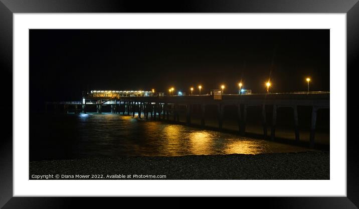 Deal Pier at night Framed Mounted Print by Diana Mower
