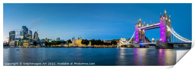 London panorama, the City and Tower Bridge Print by Delphimages Art