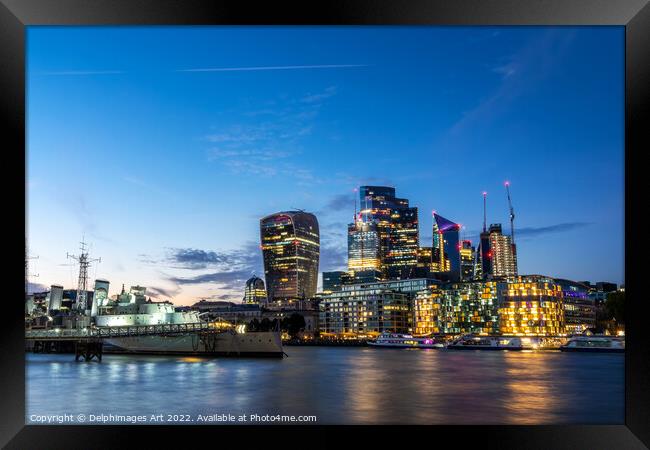 London panorama, the City and Tower Bridge Framed Print by Delphimages Art
