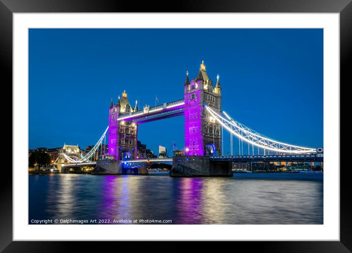 London Tower bridge at night  Framed Mounted Print by Delphimages Art