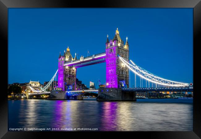London Tower bridge at night  Framed Print by Delphimages Art
