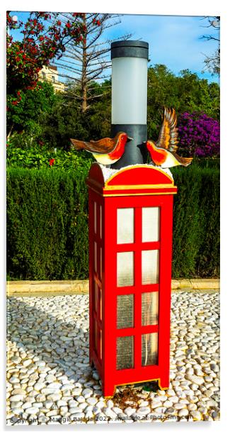 Christmas Decorations- Red Telephone Box with Bird Acrylic by Maggie Bajada