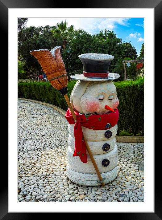 Snowman with scarf and hat  Framed Mounted Print by Maggie Bajada