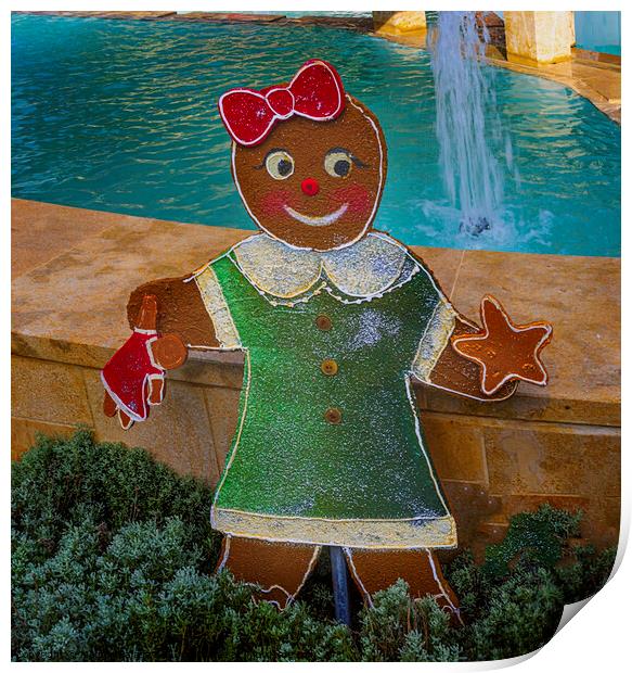 Colorful Gingerbread Girl with Green Dress. Print by Maggie Bajada
