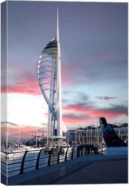 Majestic sunset at Portsmouth Spinnaker Tower Canvas Print by kathy white