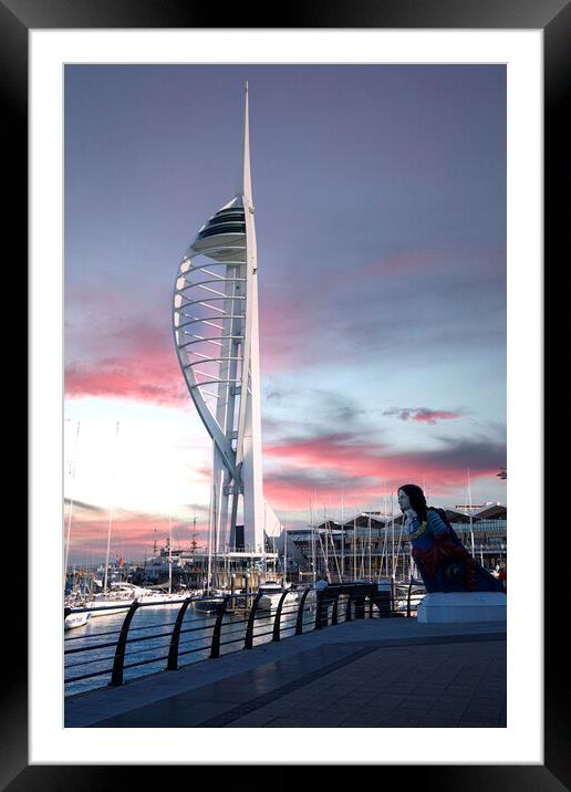 Majestic sunset at Portsmouth Spinnaker Tower Framed Mounted Print by kathy white