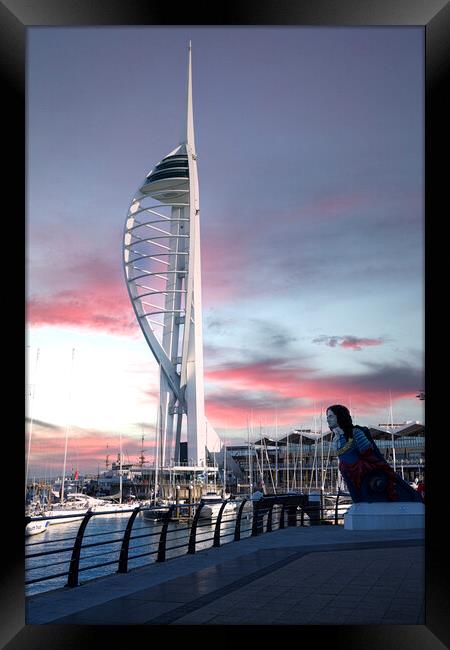 Majestic sunset at Portsmouth Spinnaker Tower Framed Print by kathy white