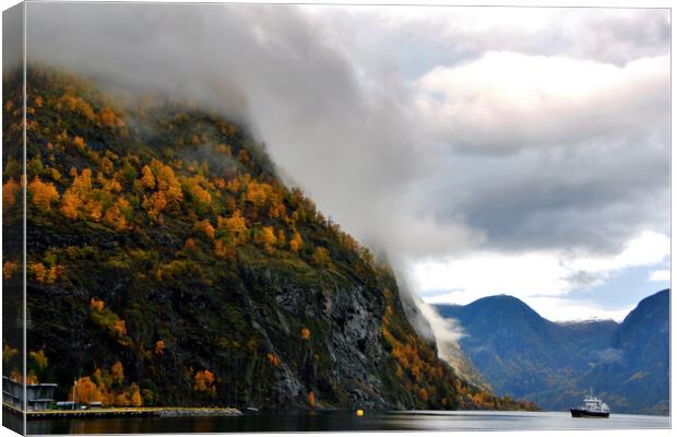 Aurlandsfjord Flam Norwegian Fjord Norway Canvas Print by Andy Evans Photos