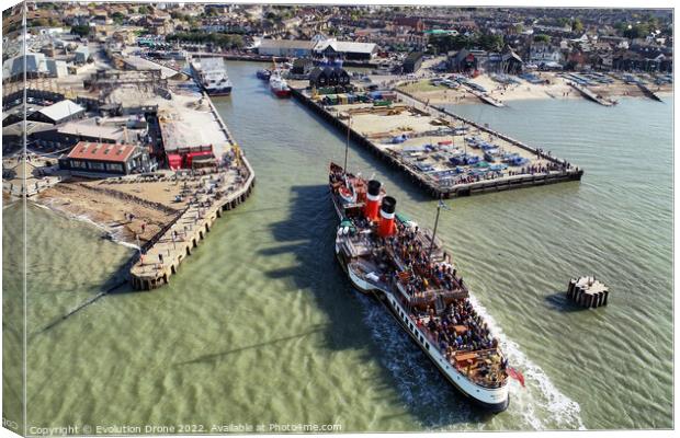 Paddle Steamer Waverley visits Whitstable  Canvas Print by Evolution Drone