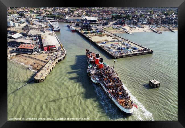 Paddle Steamer Waverley visits Whitstable  Framed Print by Evolution Drone